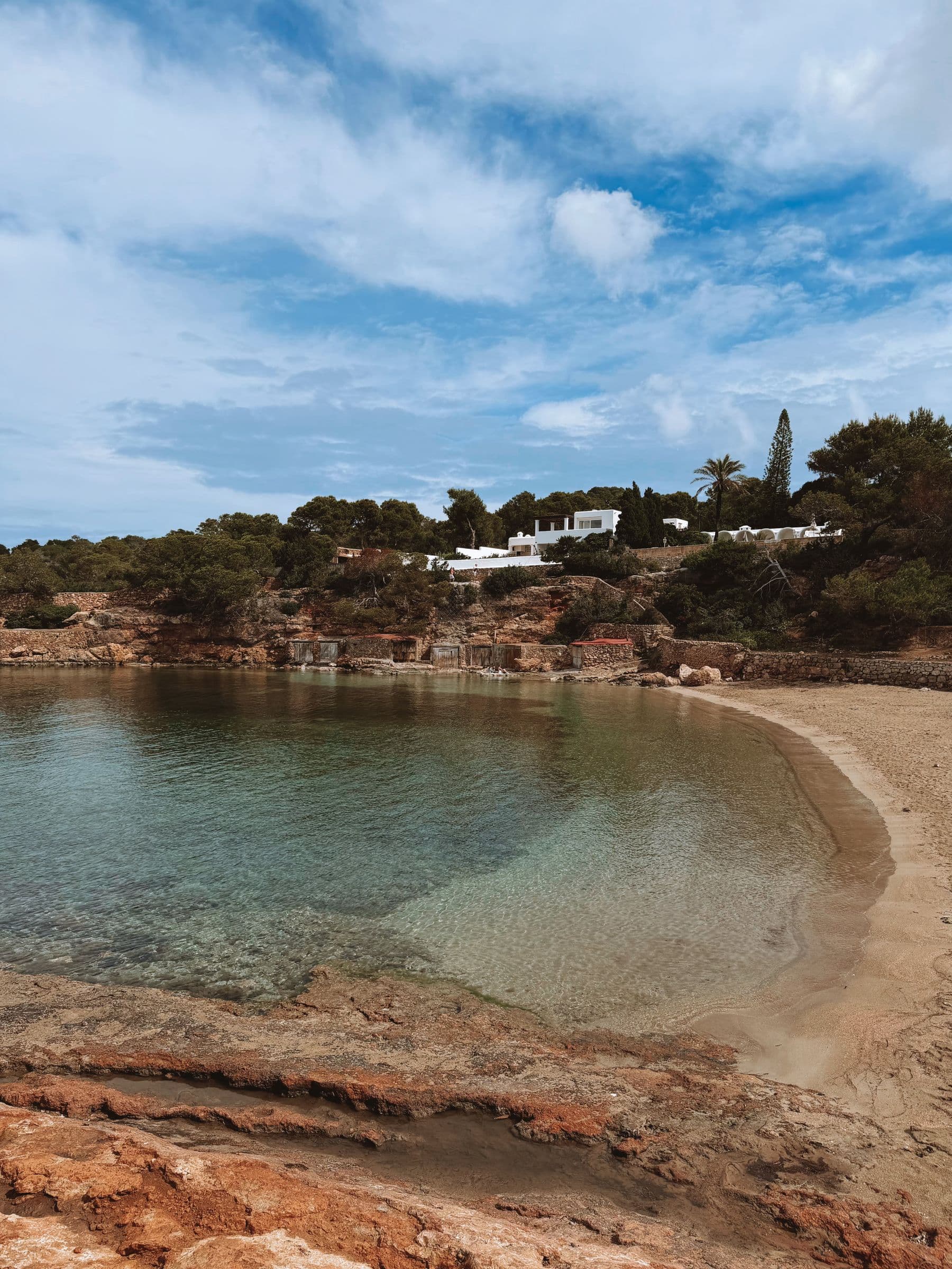 A white-villa cove on the Ibiza coast.