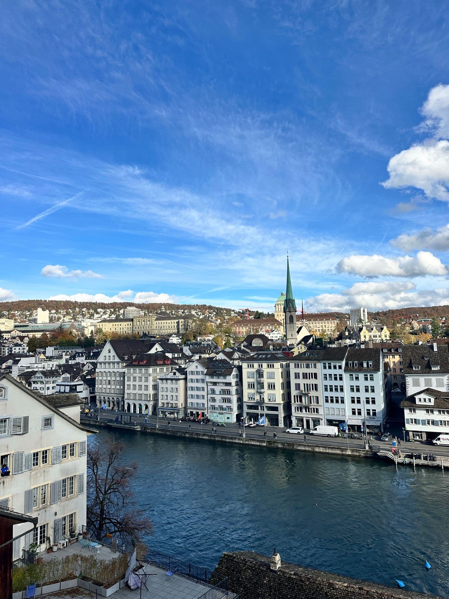 The historic waterfront along the Limmat.
