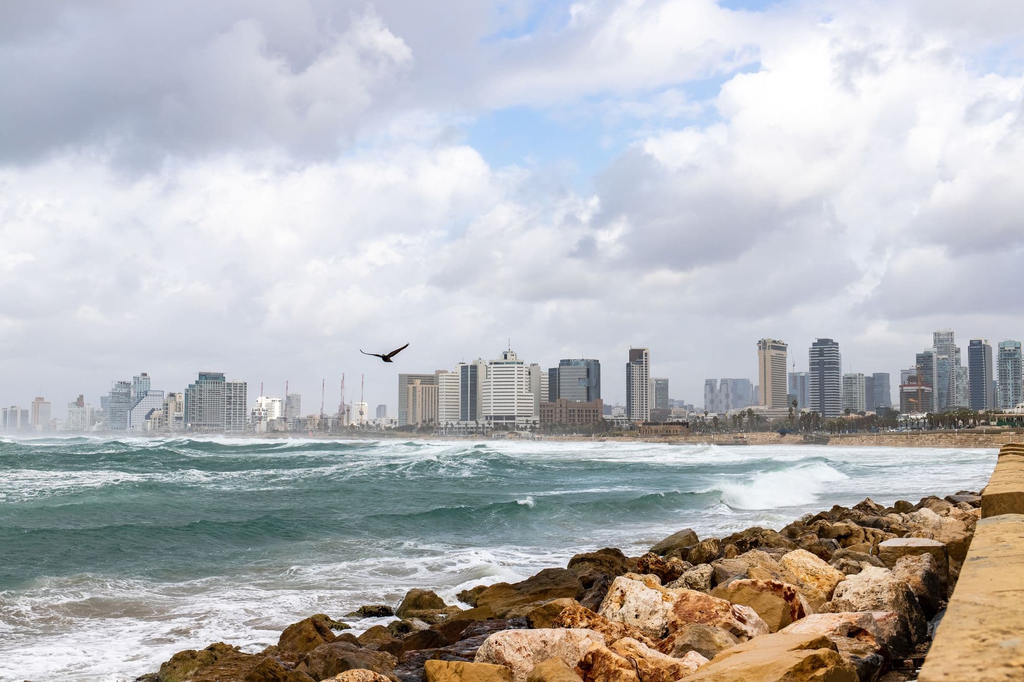 Aviv Beach and the hotel strip along the shore.