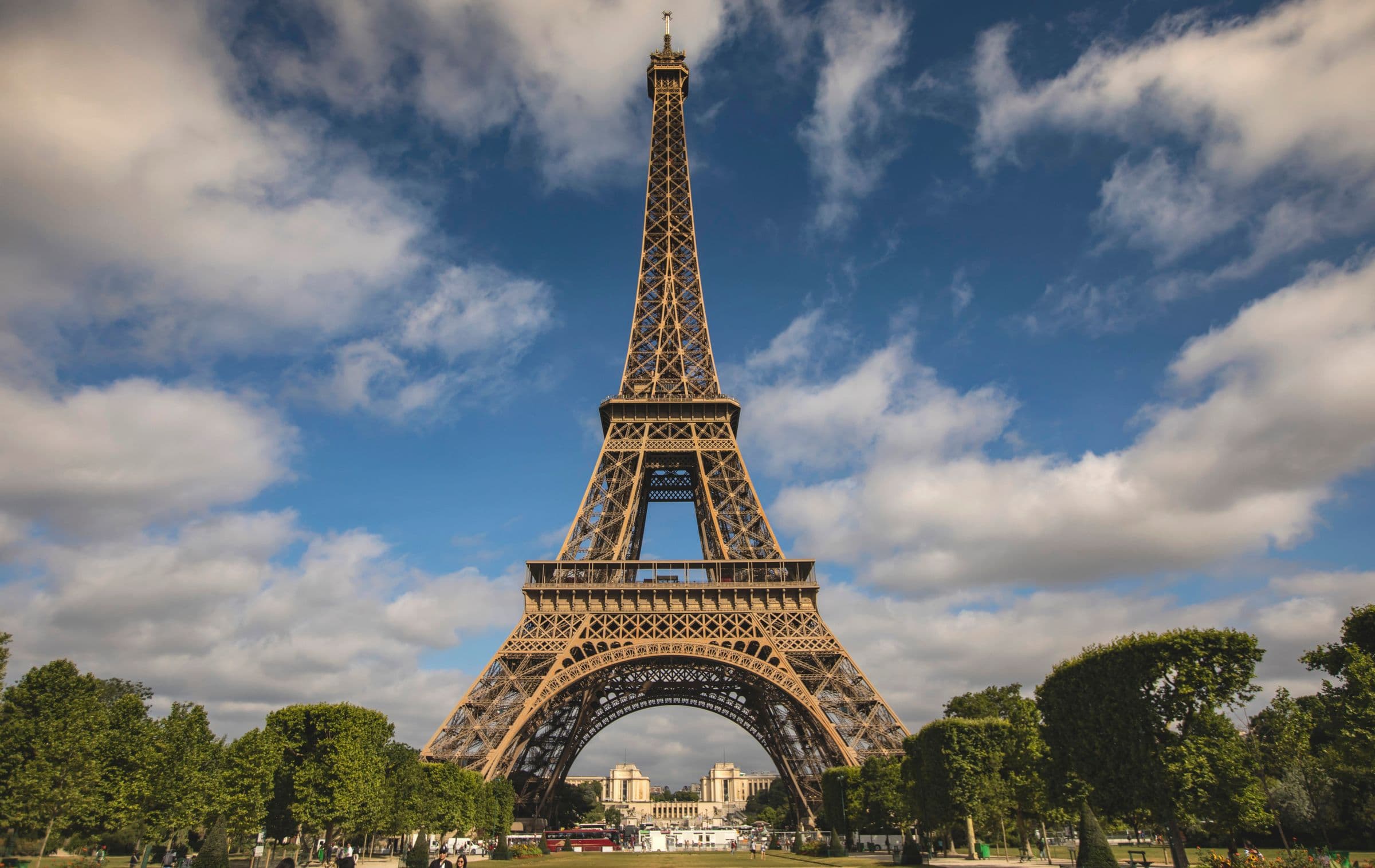The Eiffel Tower and the Champ de Mars, Paris.