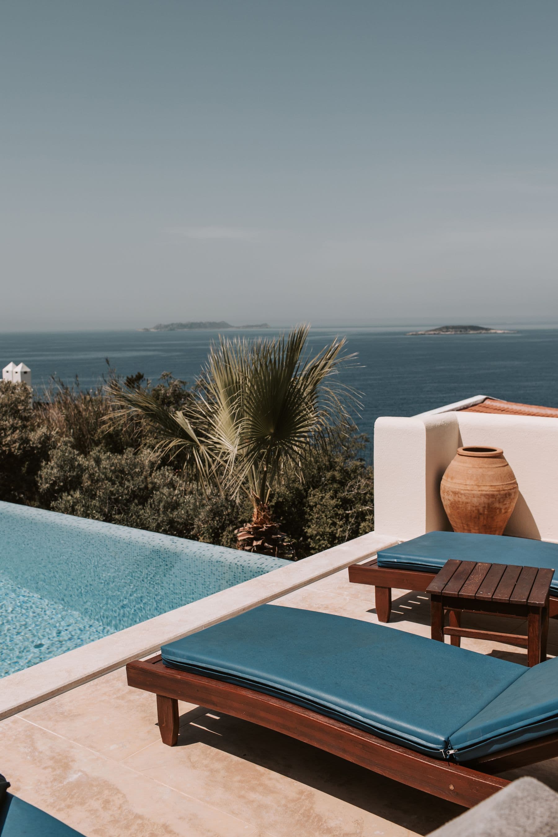 A cliffside infinity pool above the Mediterranean.