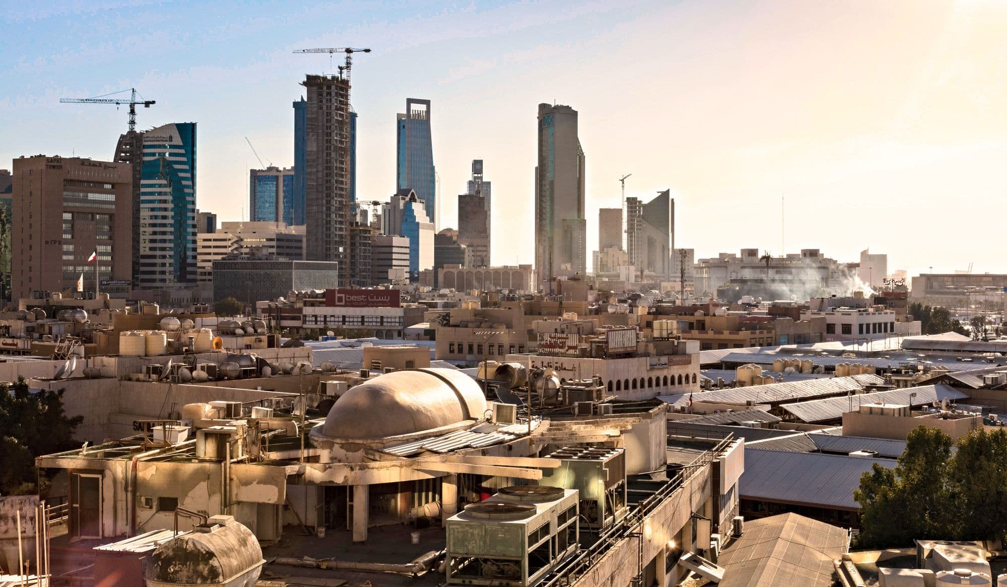 Riyadh at dusk, the older city in the foreground.